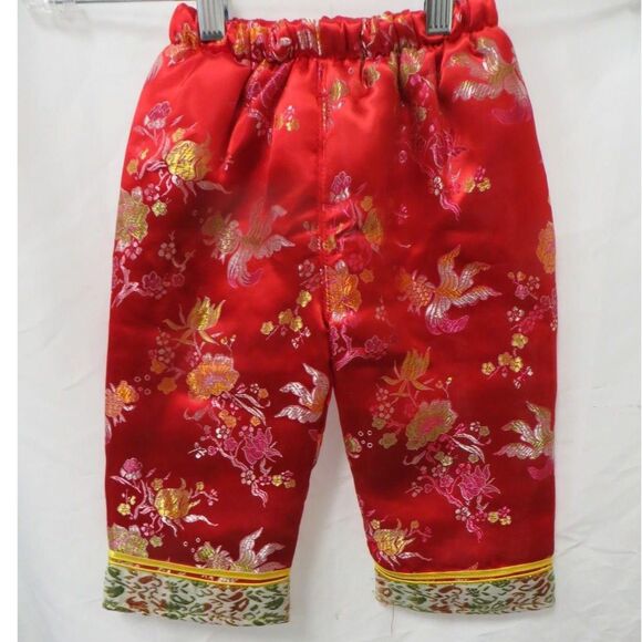 Chinese New Year Tang Suit Red Brocade 2pc Outfit Jacket Pants XL US Toddler 4T - Picture 3 of 7